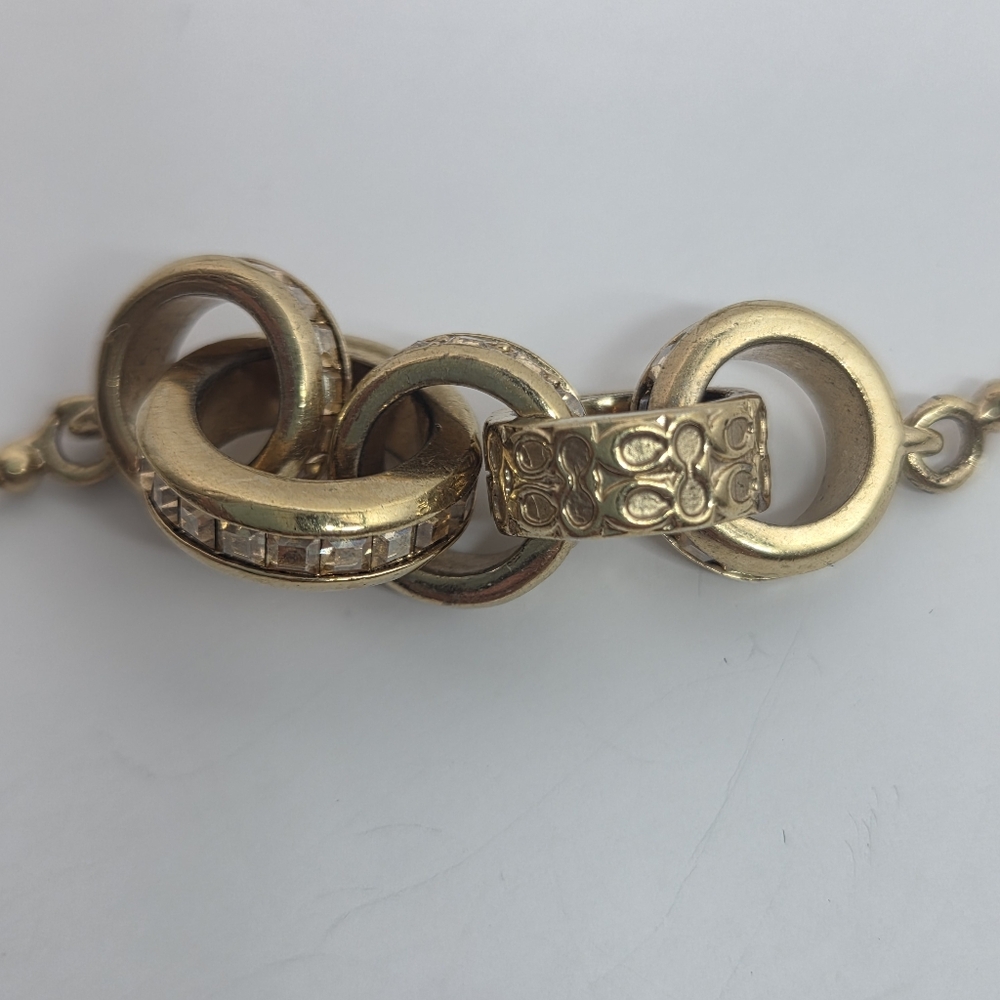Coach Pave Rondell Link Gold Tone Long Necklace - Picture 4 of 5